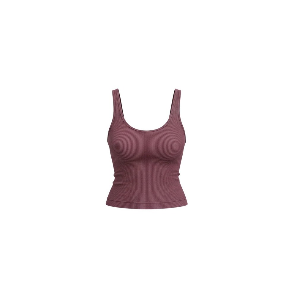 Suzette Collection Tank Top Womens M/L Plum Ribbed Seamless Scoop Neck Cami